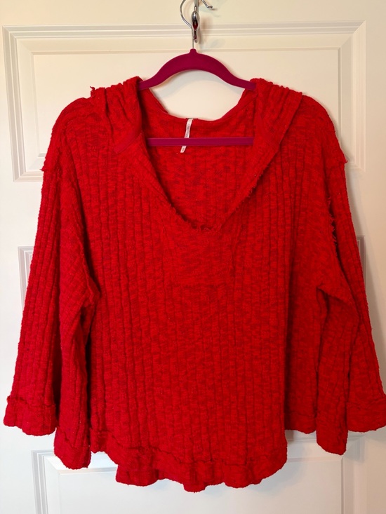 Free People Sweaters - Free People Red Hooded Knit Sweater